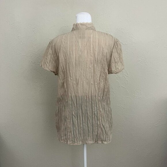 y2k beige lace coquette cottagecore button up top - Picture 4 of 8